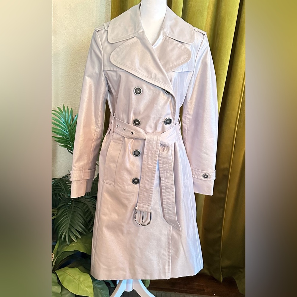 Burberry London Shimmer Metallic Belted Trench Coat